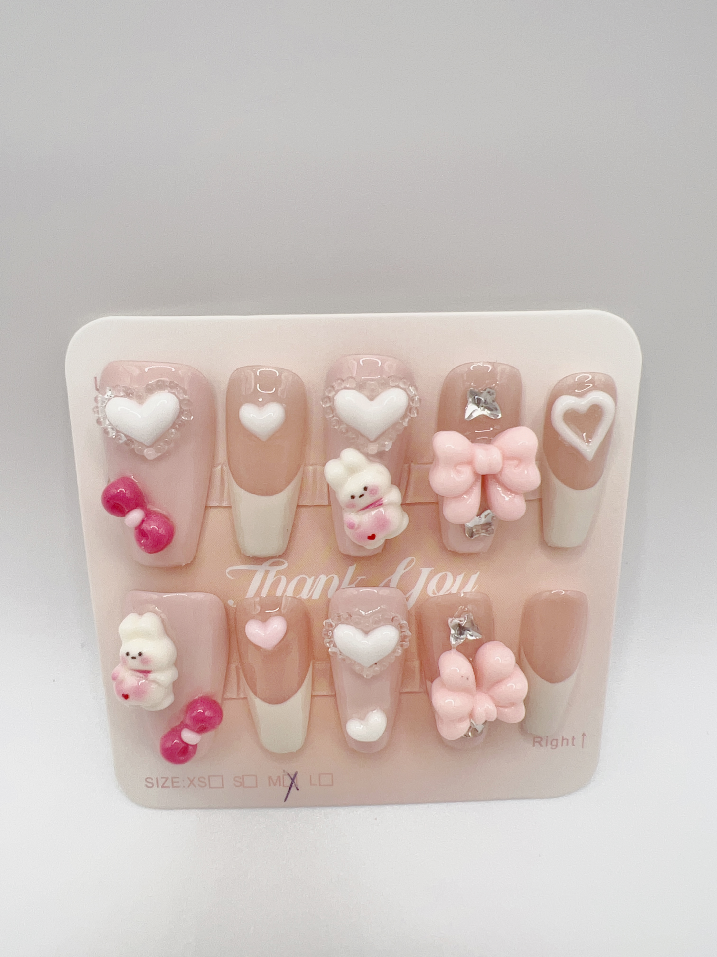 Medium Coffin Press On Nails with Cartoon Charms – Medium Size