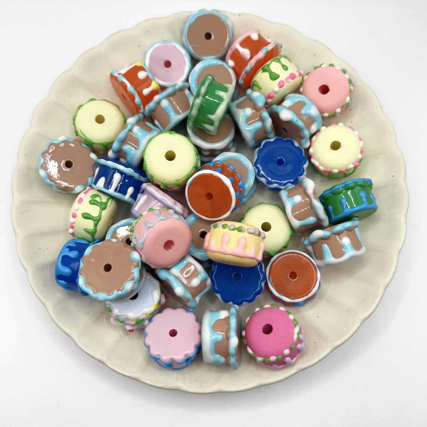 40PCS Cute Faux Cake Resin Beads Mix Kawaii DIY Charm Craft