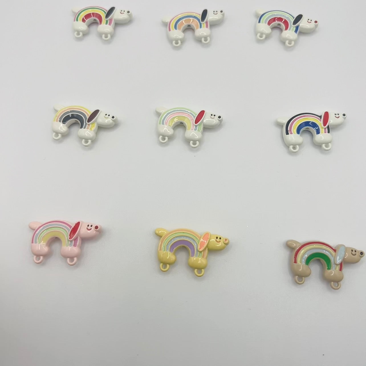 Metallic Rainbow Dog Double Charm – DIY Pendant for Keychains, Bag Chains & Phone Chains