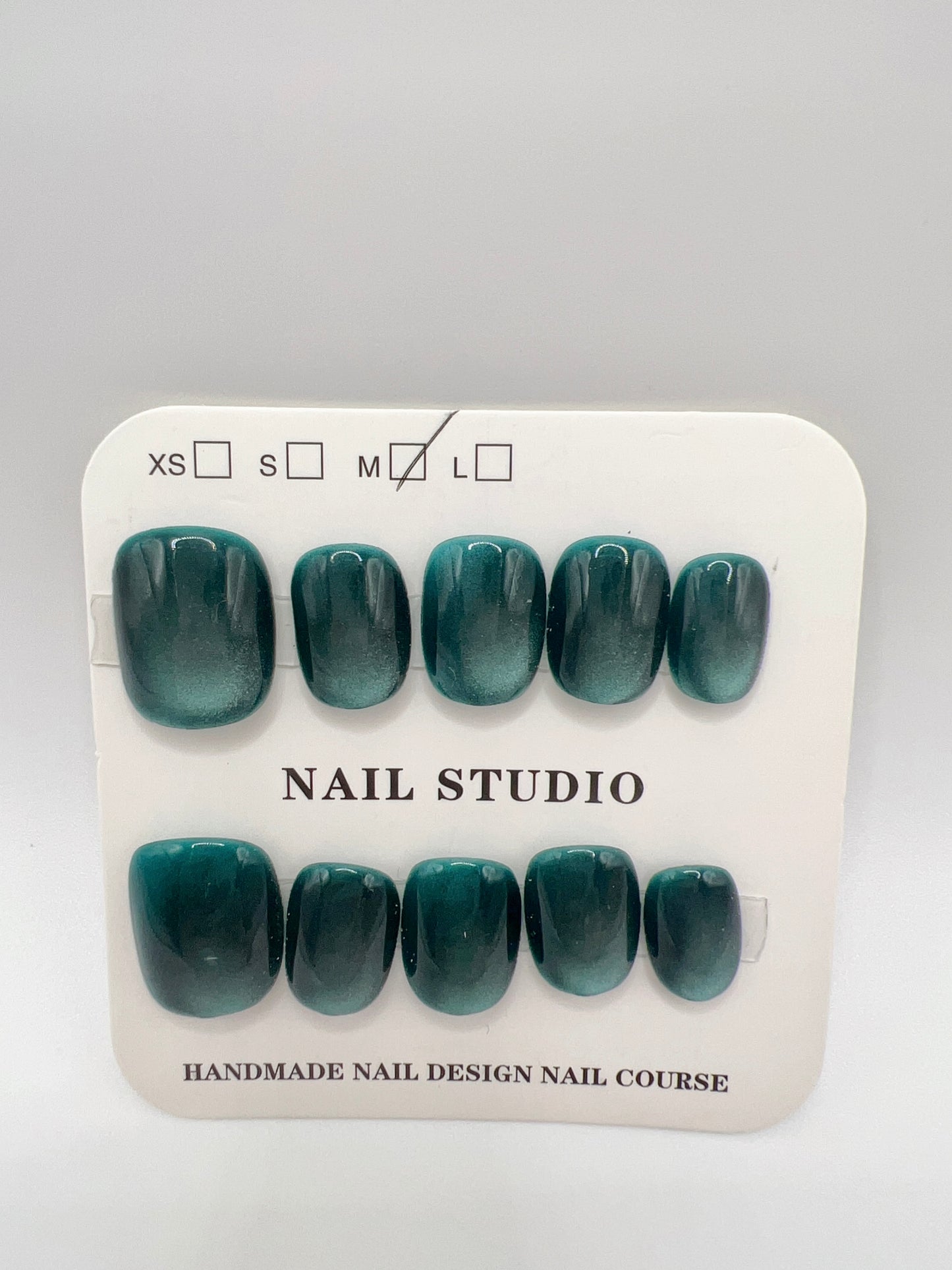 5 Set Short Square Press-On Nails with Cat Eye or Glitter Design