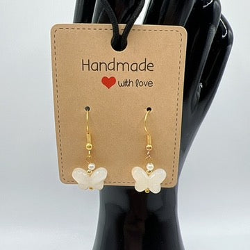 Butterfly Glass Earrings – Gold Delicate Nature-Inspired Jewelry