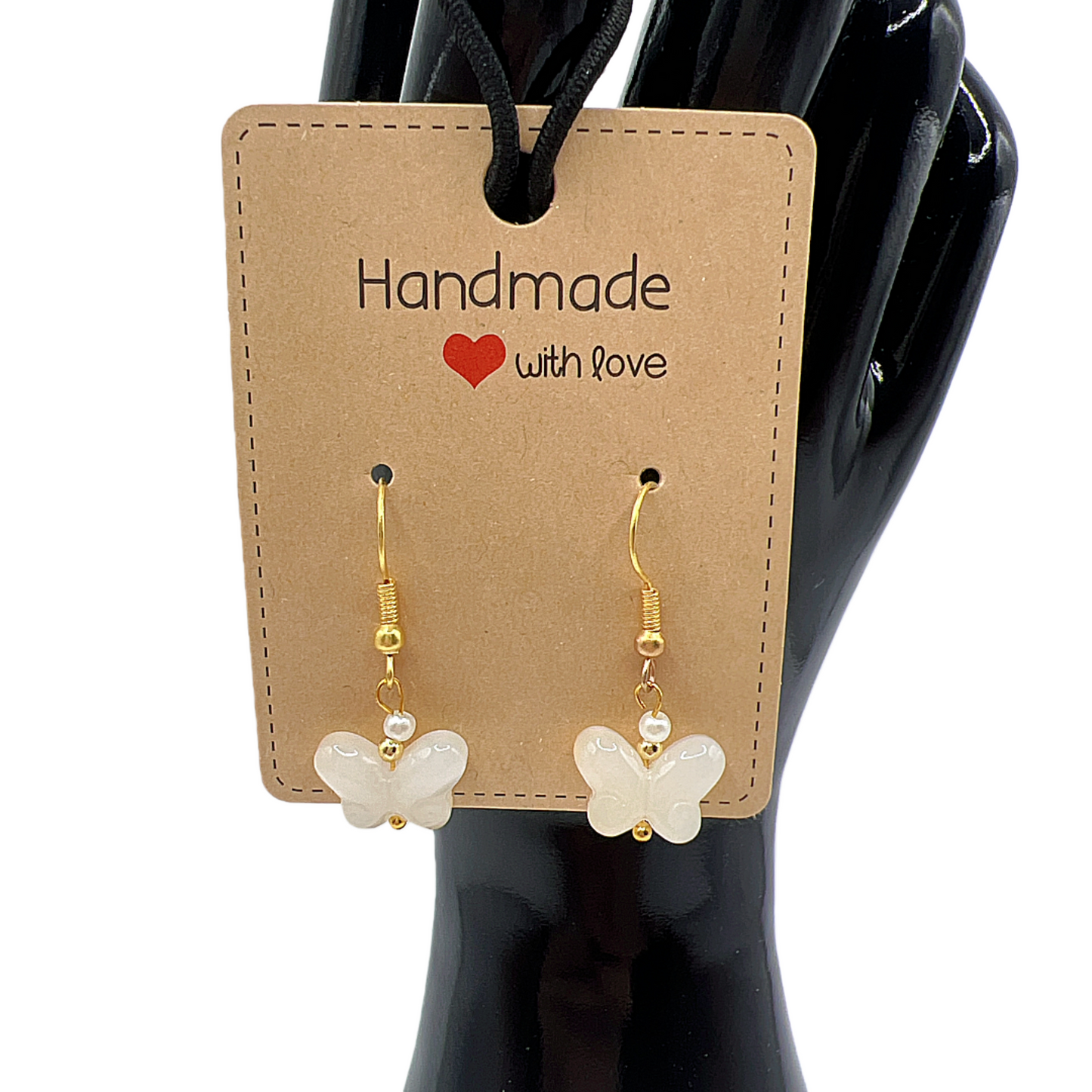 Butterfly Glass Earrings – Gold Delicate Nature-Inspired Jewelry