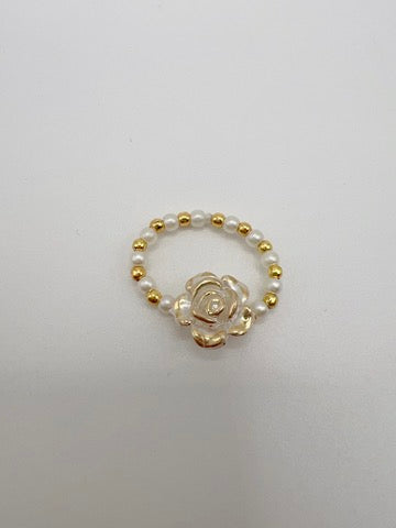 Handmade Elegant Glass Resin Flower Stretch Band Ring