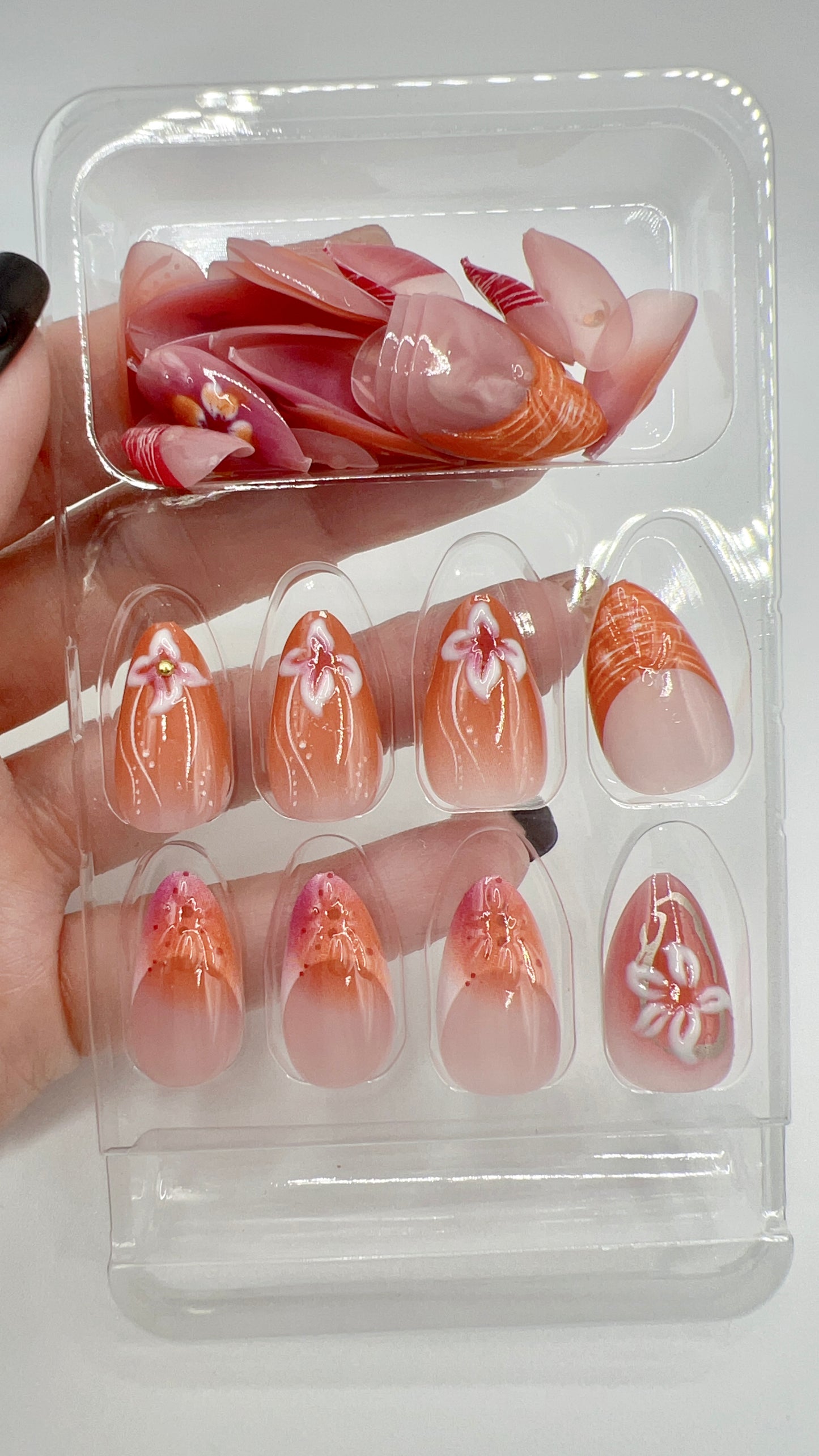 24Pcs Almond Press-On Nails – 5 Designs, Fits All Nail Sizes