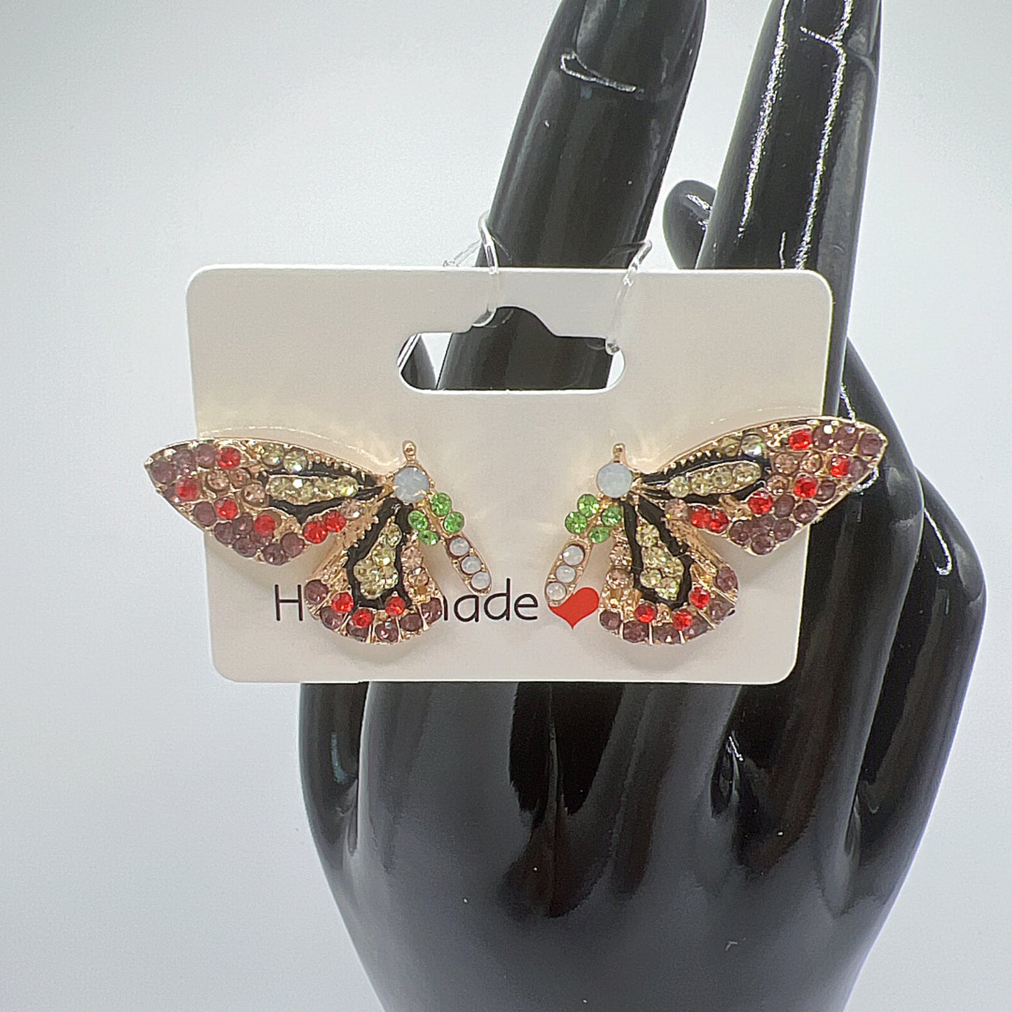 Colorful Rhinestone Butterfly Earrings – Sparkling Statement Jewelry for Any Occasion - Two color available