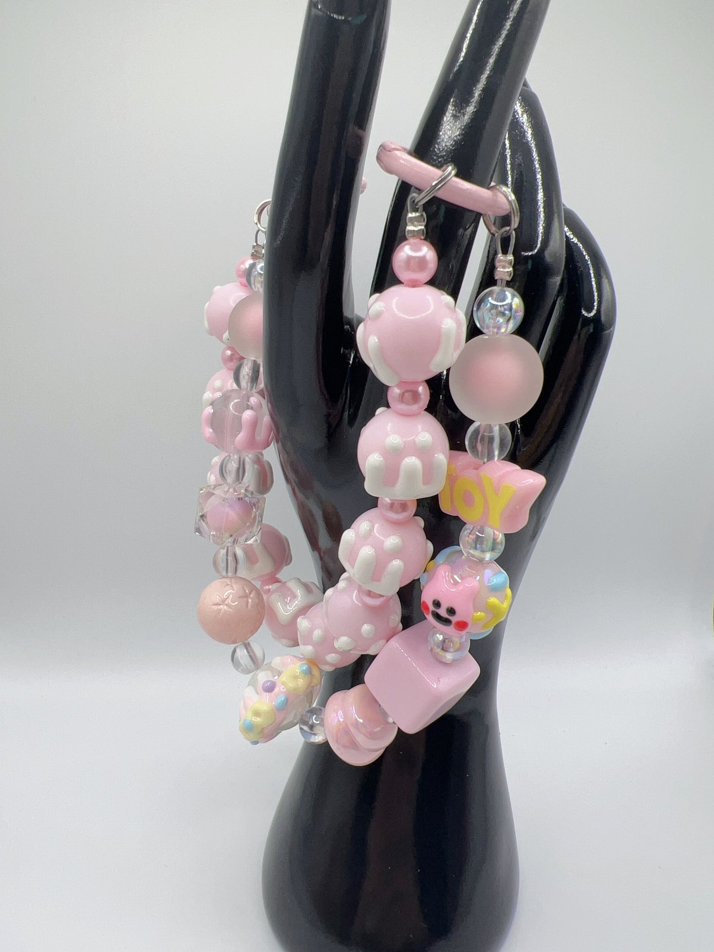 Double Layer Hand-Painted Bead Keychain / Bag Chain – Detachable, 2-in-1 Design, 2 Styles