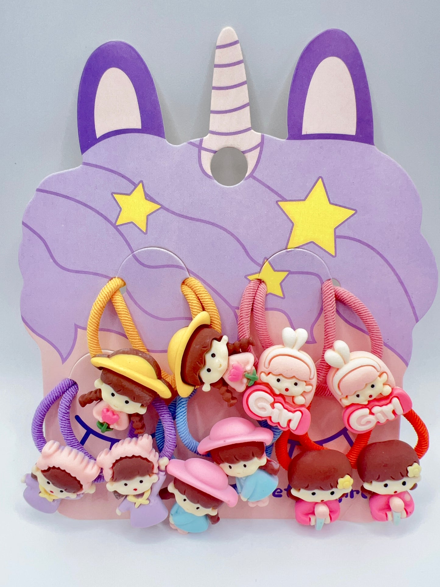 Mix Cartoon Hair Tie Set – 10pcs (5 Pairs), Cute for Girls & Gift