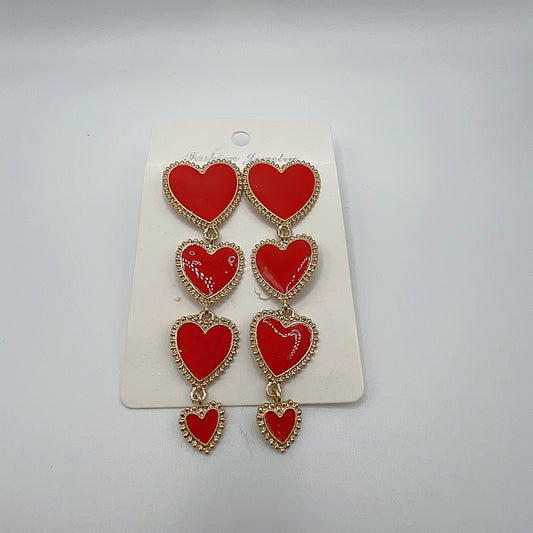 Four Heart Earrings – Gold