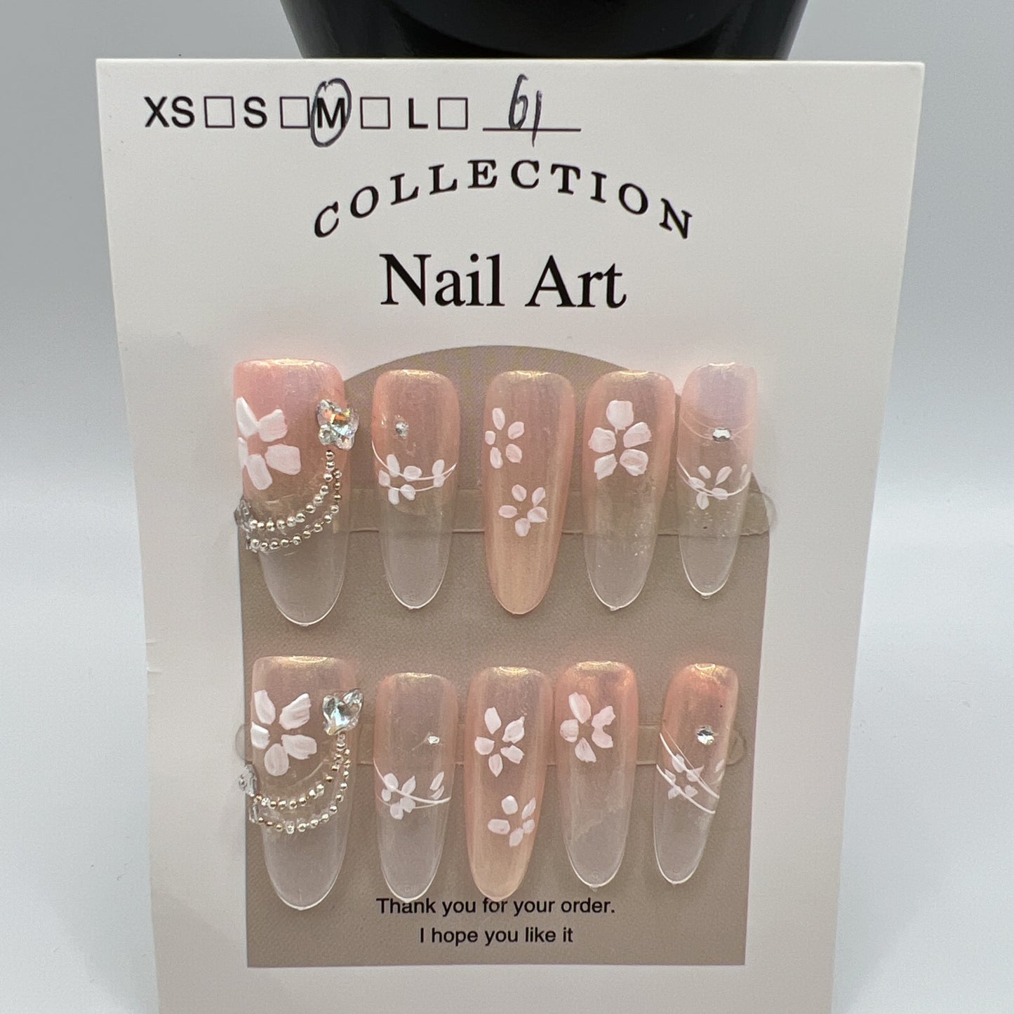 Long Oval Press On Nails with Rhinestone Charms – Glam Fake Nails, Medium Size, 10 Designs