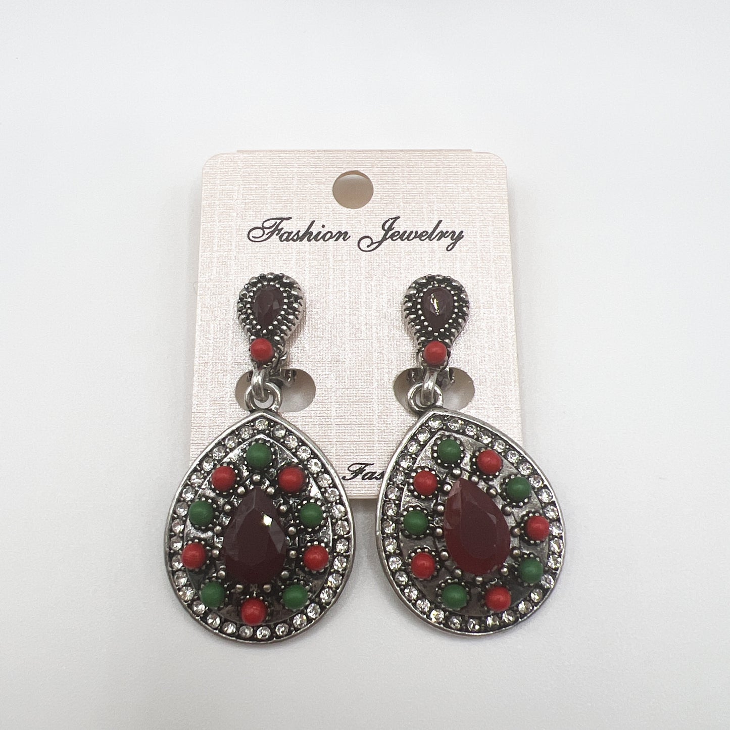 Teardrop Colored Stone Drop Earrings | Classic & Elegant