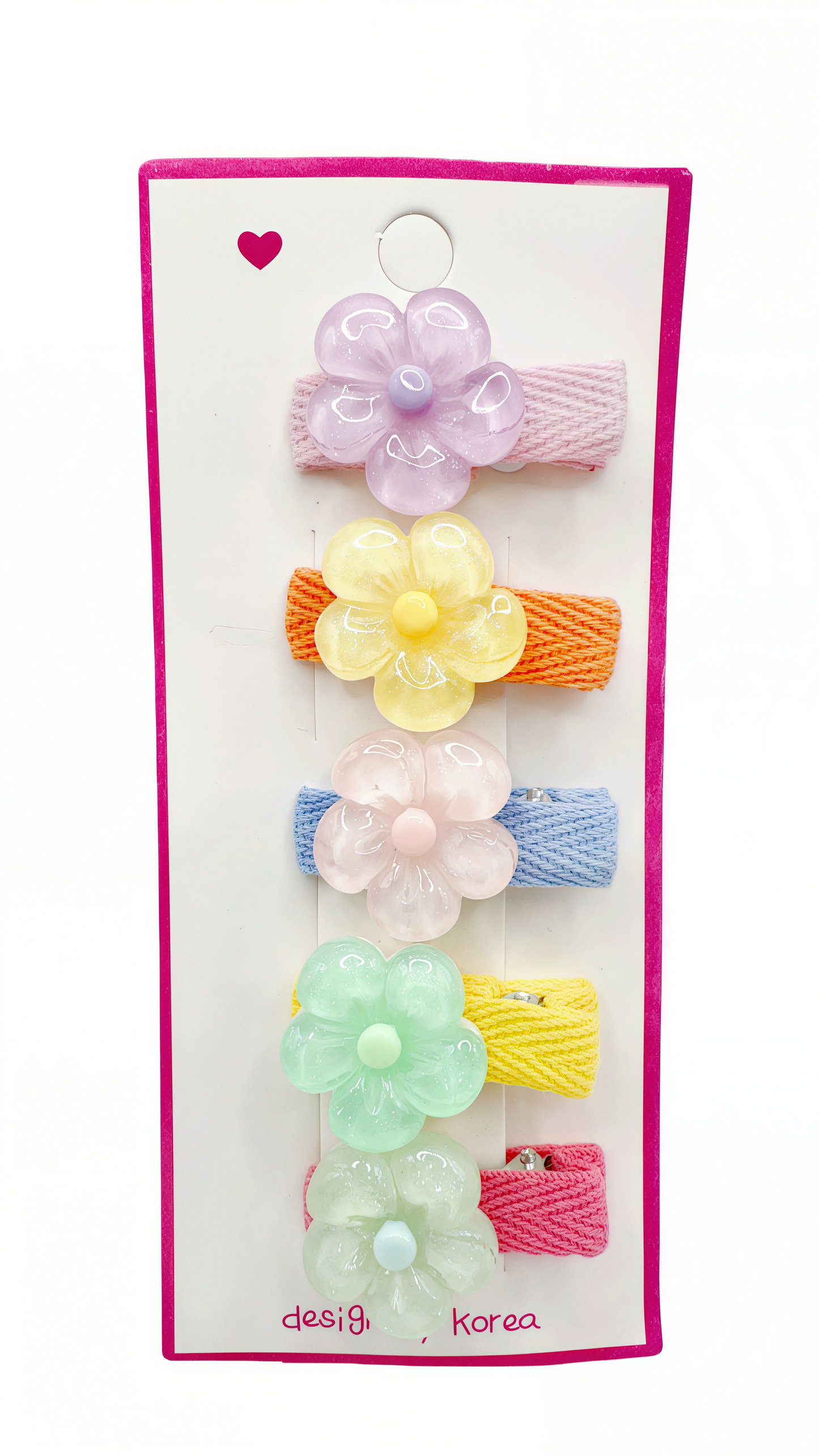 Handmade Colorful Flower Hair Clip Set – 5pcs, Cute for Girls & Gift
