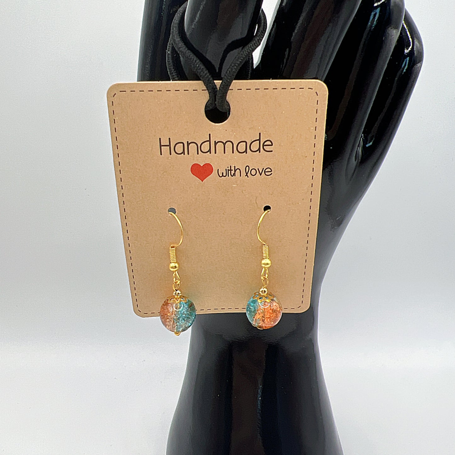 Colorful Glass Bead Earrings – Gold Tone Boho Statement Jewelry
