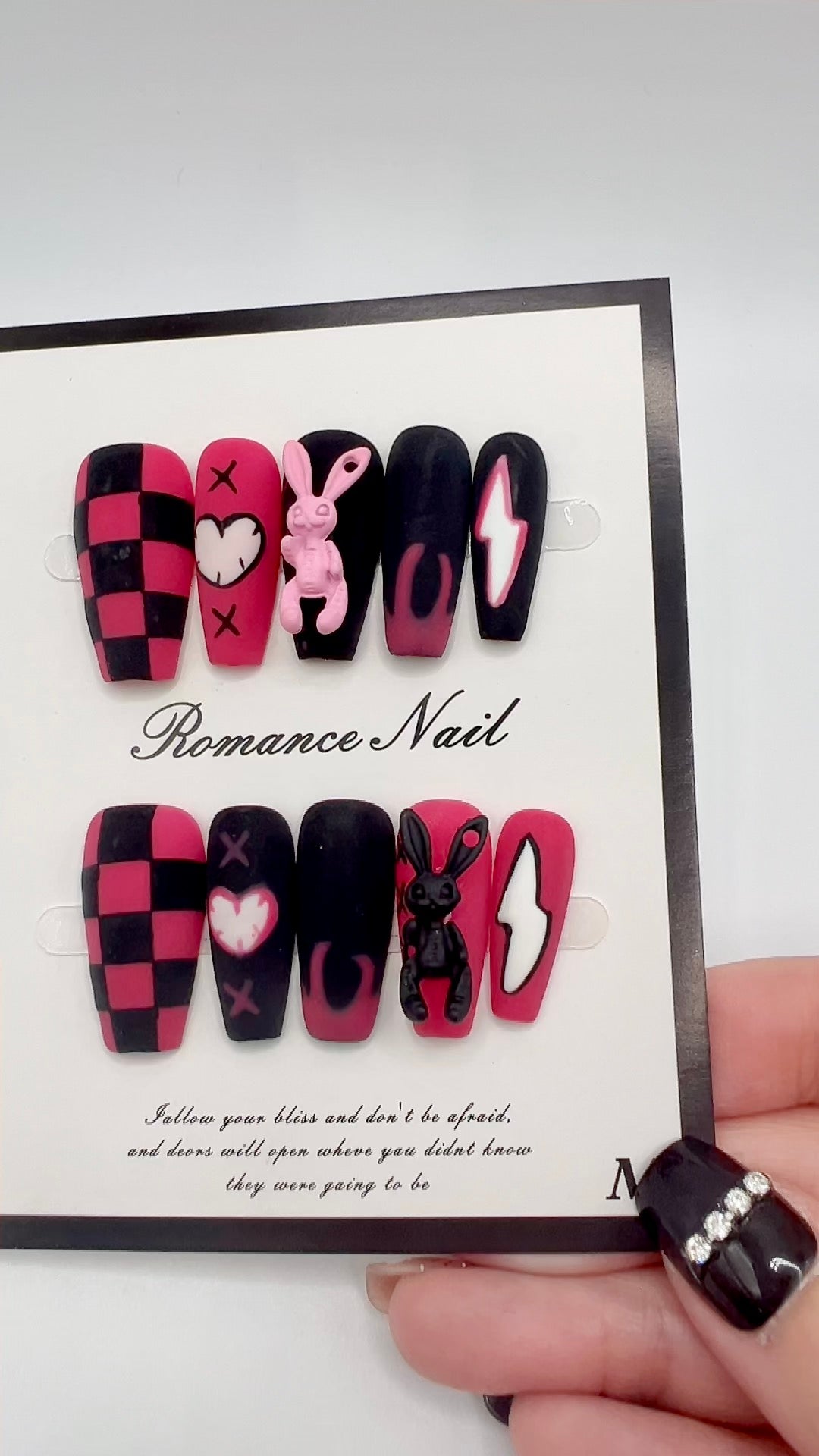 Medium Length Coffin Press-On Nails with Charms – Halloween Style