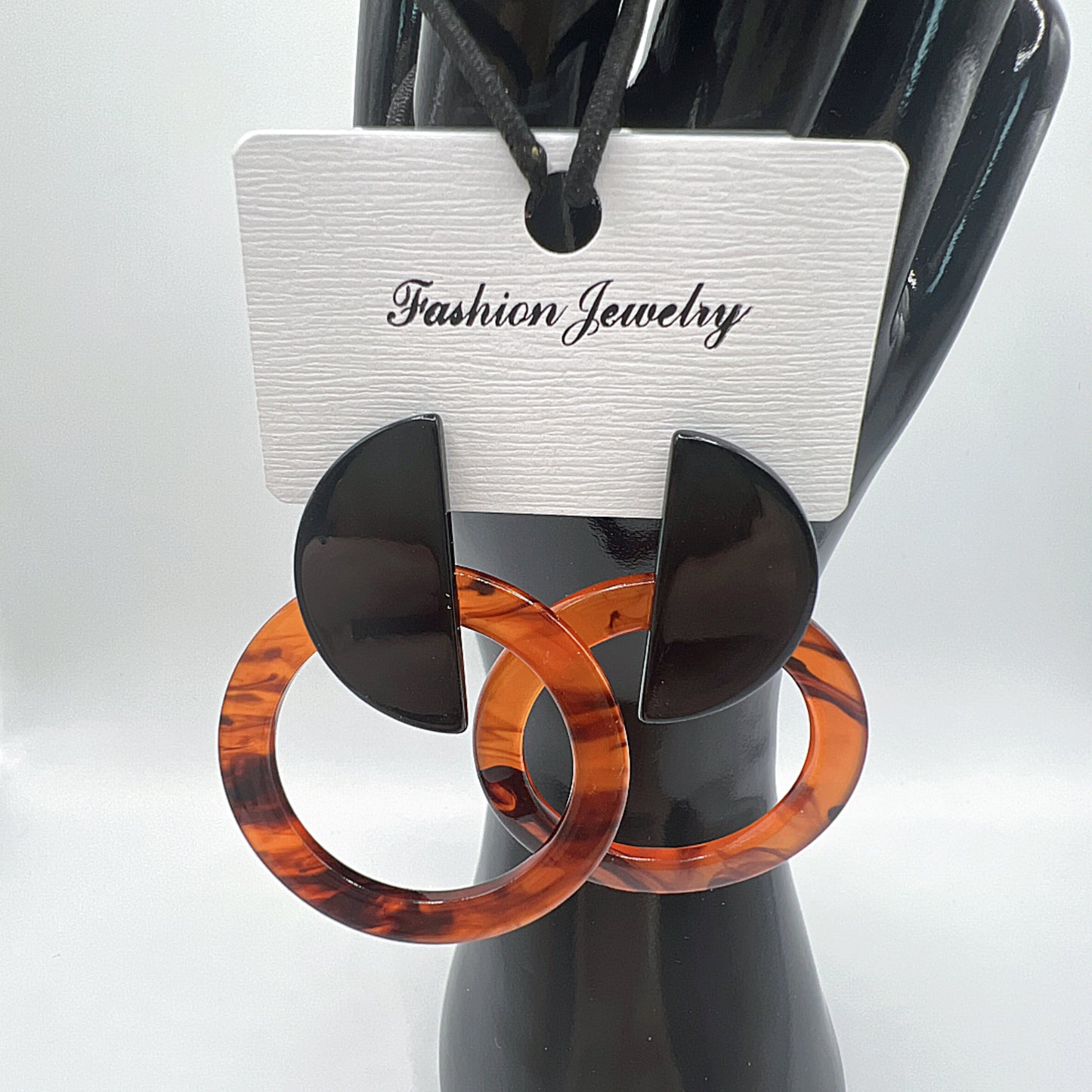 Brown Tie-Dye Hoop Drop Earrings | Earthy Tones | Artistic Statement