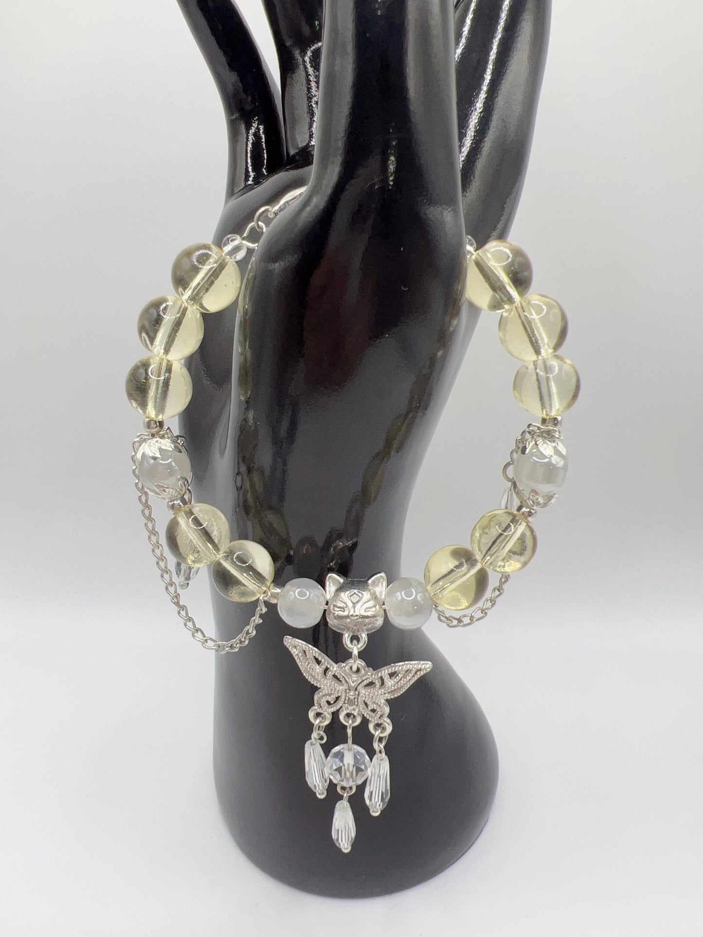 Adjustable Glass or Acrylic Bead Bracelet with Cute Charms & Spacers – Handmade Jewelry