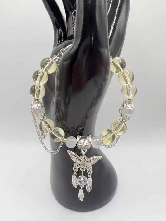 Adjustable Glass or Acrylic Bead Bracelet with Cute Charms & Spacers – Handmade Jewelry