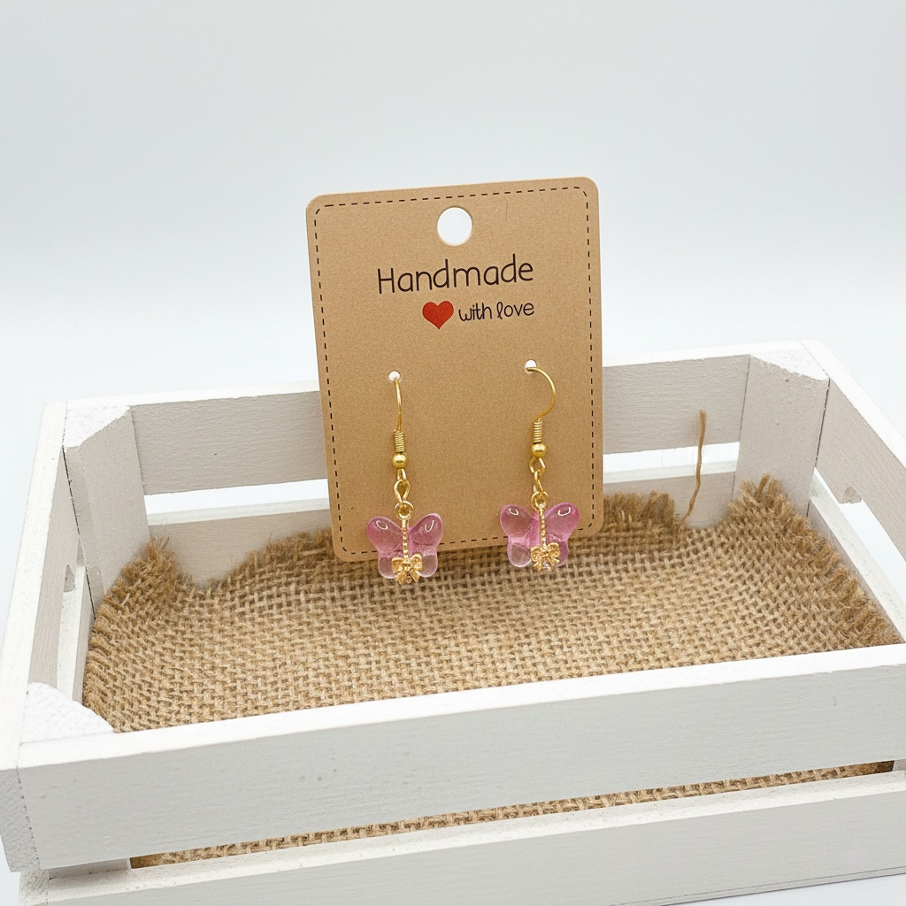 Butterfly Glass Earrings – Gold Delicate Nature-Inspired Jewelry