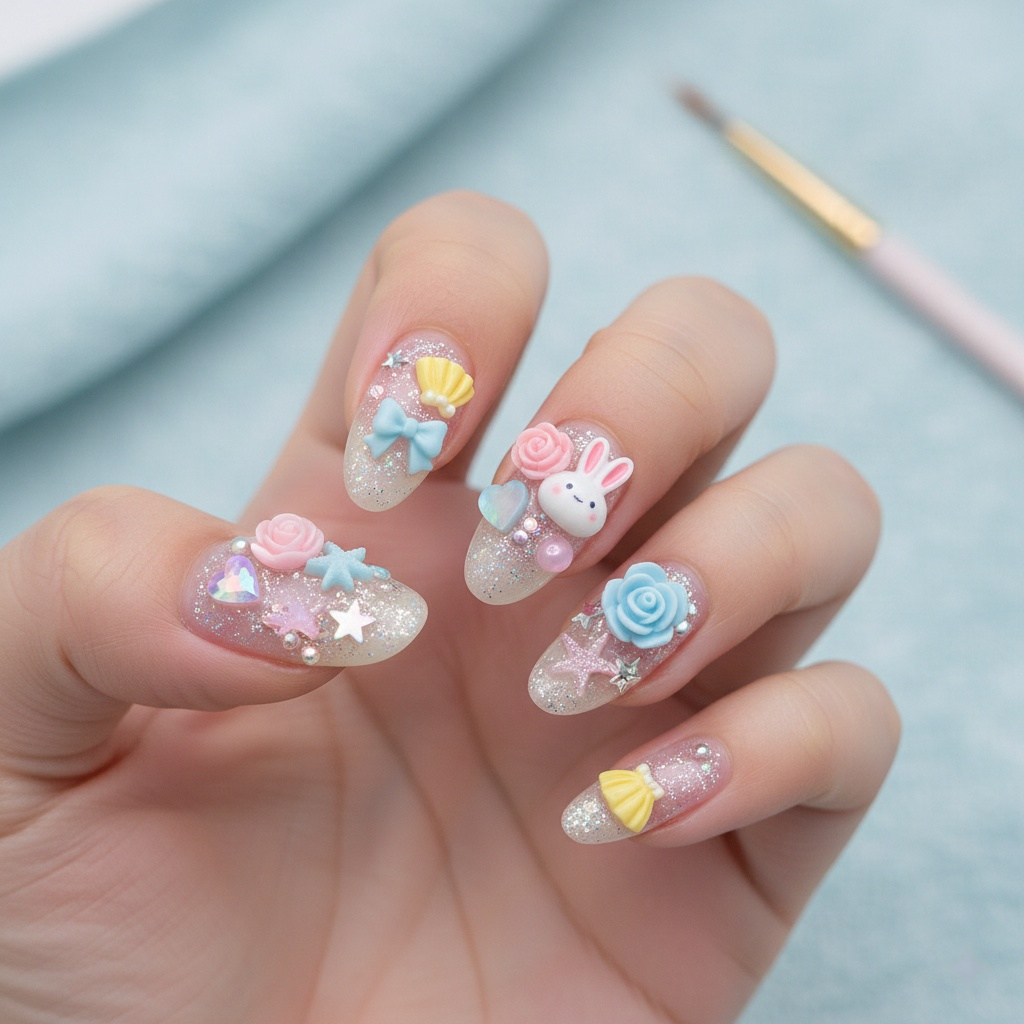 500PCS 3D Mixed Nail and DIY Craft Charms Assorted Colors – Multi Shapes