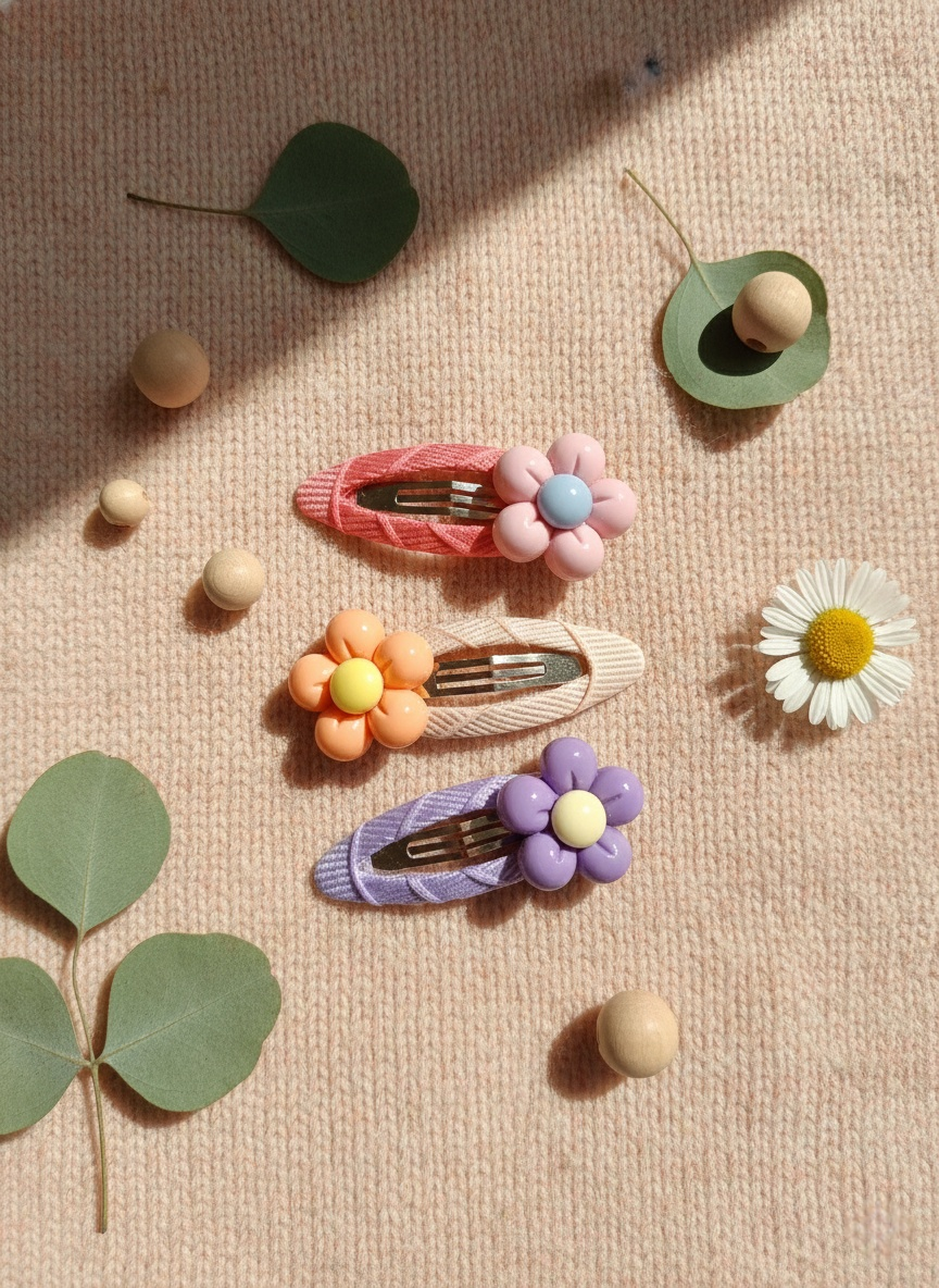 Handmade Colorful Flower Hair Clip Set - Fun Hair Accessories