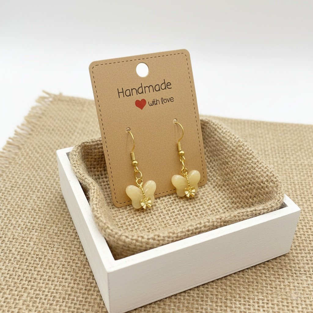 Butterfly Glass Earrings – Gold Delicate Nature-Inspired Jewelry