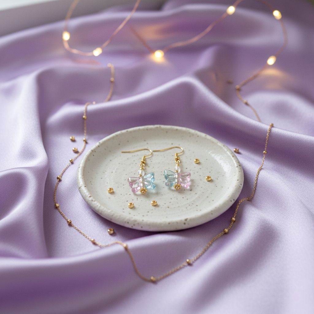 Elegant Czech Butterfly Dangle Earrings