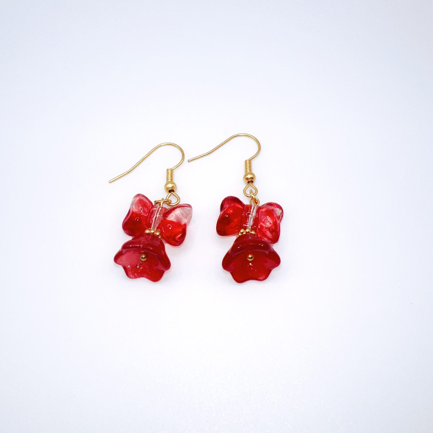 Chic Red Lily of the Valley Dangle Earrings