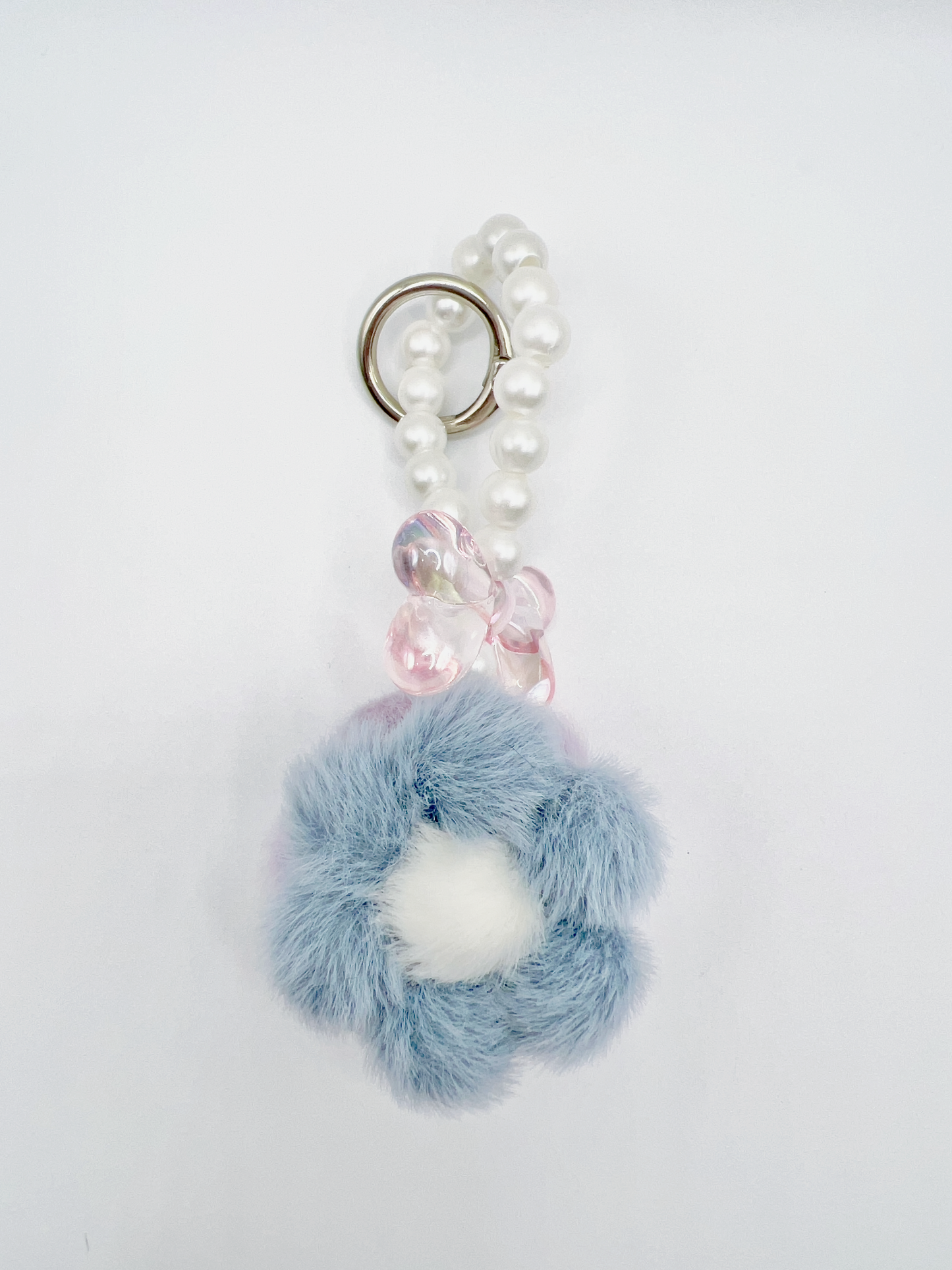 Double-Sided Pom Pom Flower Bag Charm Keychain – Cute Plush Bag Pendant